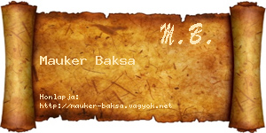 Mauker Baksa névjegykártya